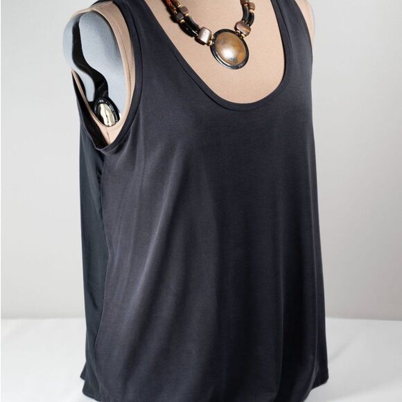 Ann Taylor Loft Petite Grey Mixed Media Tank - Picture 2 of 7